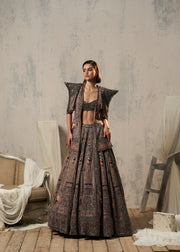 STONE GREY LEHENGA SET