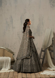 GREY CAPE LEHENGA SET