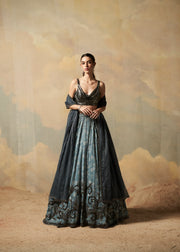 BLUE DENIM LEHENGA SET