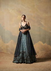 BLUE DENIM LEHENGA SET