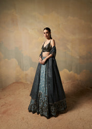 BLUE DENIM LEHENGA SET