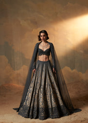 BEIGE FOIL LEHENGA SET