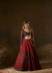 CHINESE RED LEHENGA SET