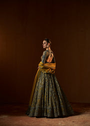 ANTIQUE MOSS LEHENGA SET