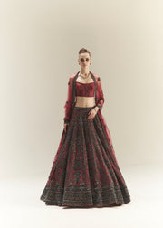 LIPSTICK RED LEHENGA SET