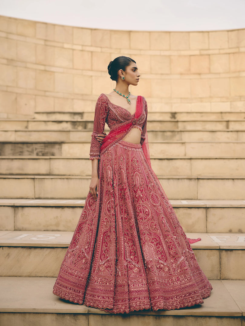Mireille Pink Organza Lehenga
