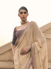Sovana Cream  Georgette Saree