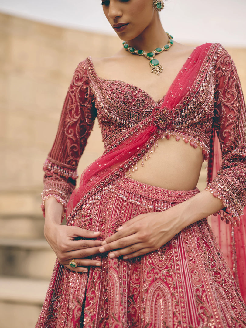 Mireille Pink Organza Lehenga