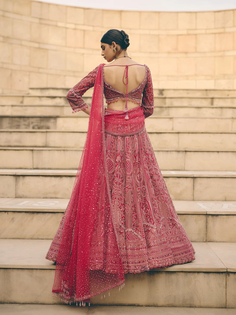 Mireille Pink Organza Lehenga