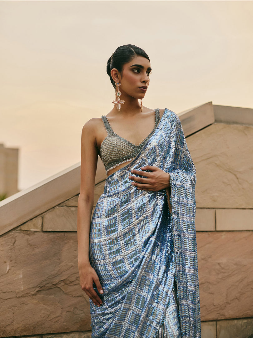 Dalmara Metallic Sequin Saree