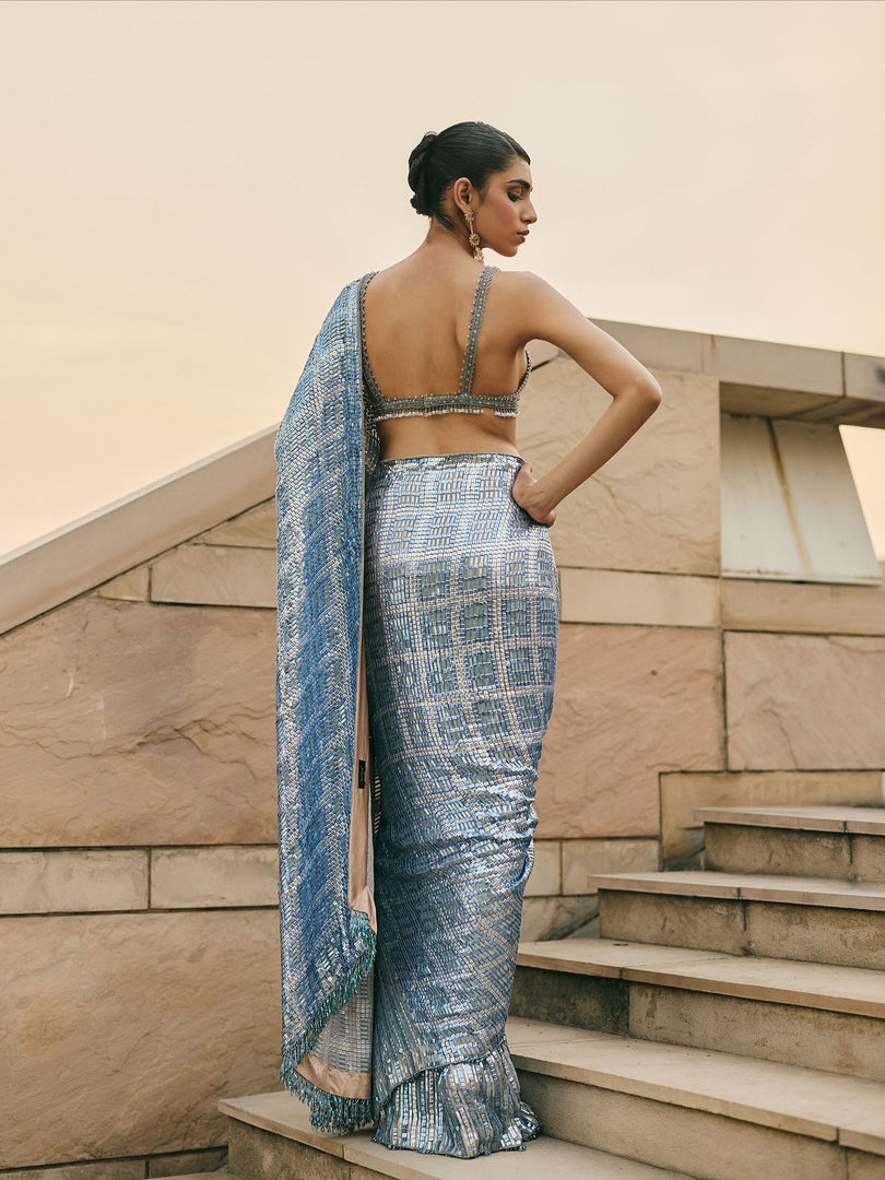 Dalmara Metallic Sequin Saree