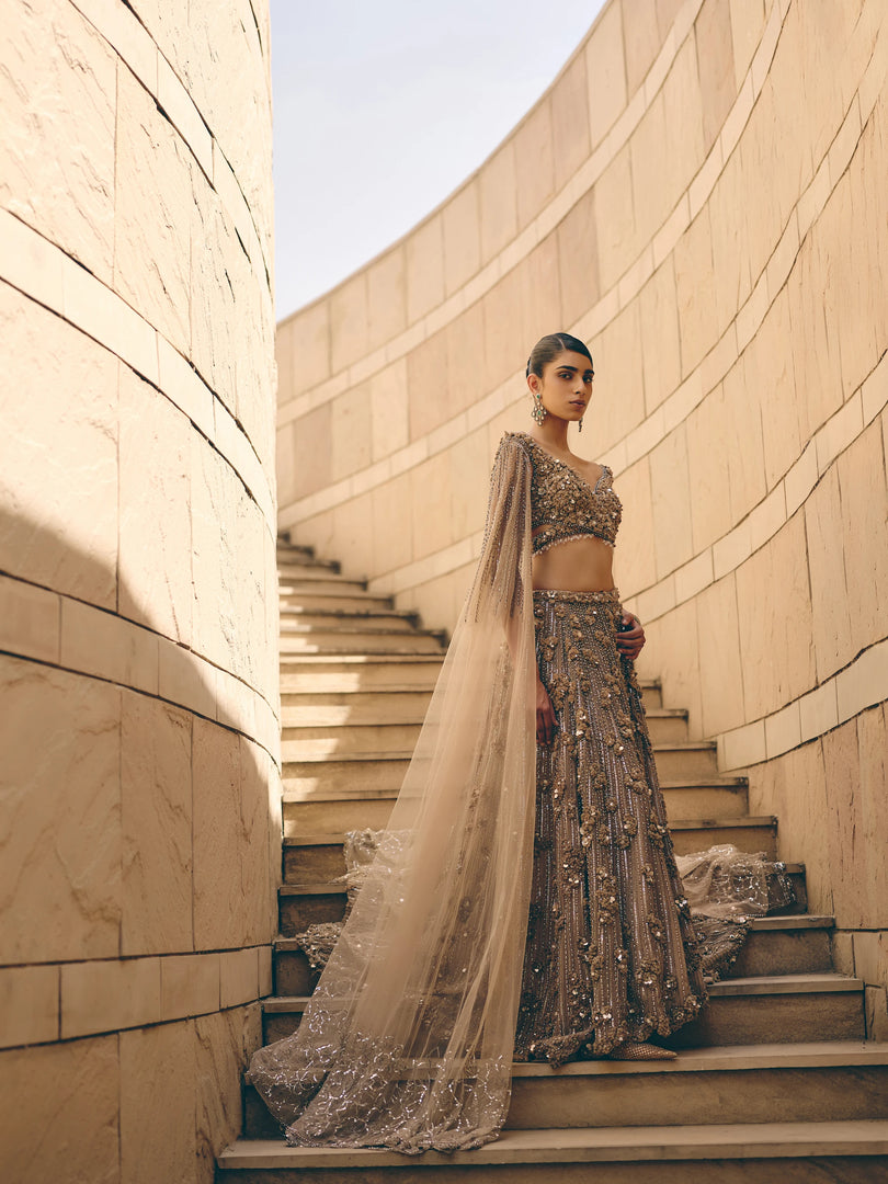 Elario Flowy Sleeves Lehenga Set