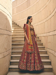 Garnet Dual Dupatta Lehenga