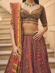 Garnet Dual Dupatta Lehenga