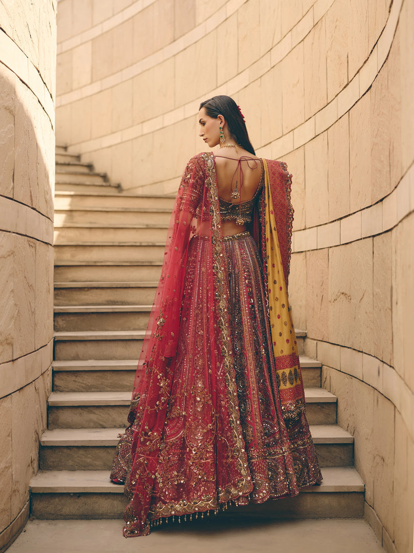 Garnet Dual Dupatta Lehenga