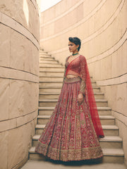 Caldera Dabka Red Lehenga