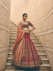 Brûlée Resham Red Lehenga
