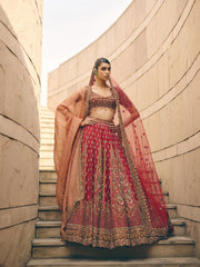 Brûlée Resham Red Lehenga