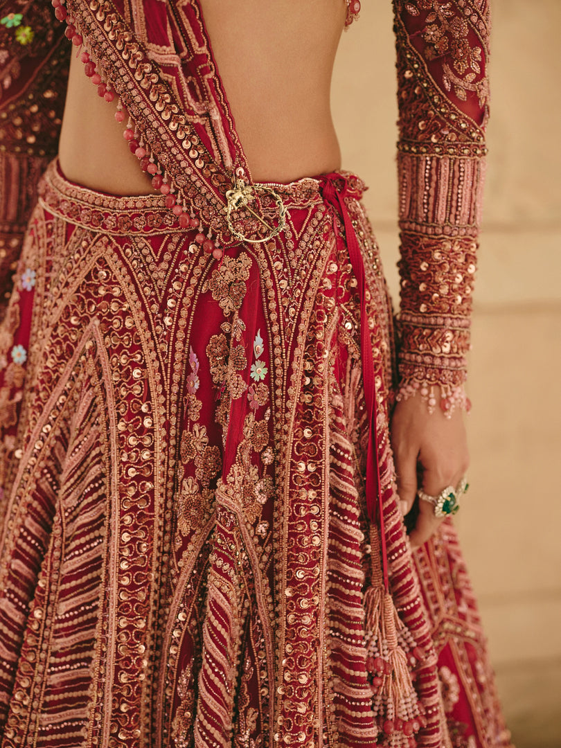 Aurora Geometric Work Lehenga