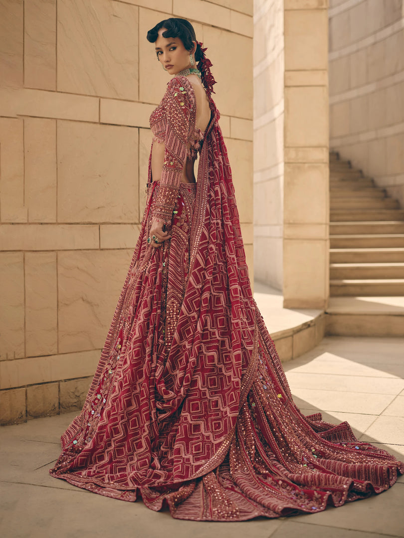 Aurora Geometric Work Lehenga