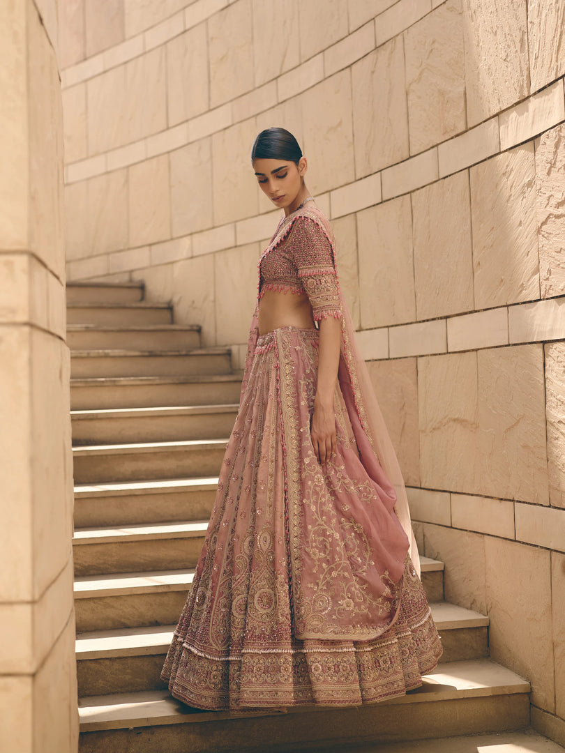 Opaline Pink Ombre Lehenga