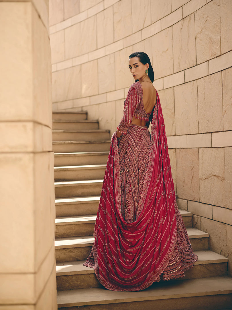 Rouille Beaded Lehenga