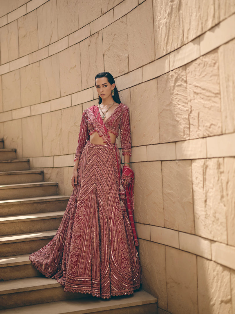 Rouille Beaded Lehenga