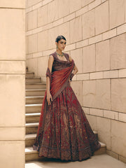Cassian Aari Crimson Lehenga