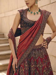 Cassian Aari Crimson Lehenga