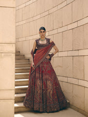 Cassian Aari Crimson Lehenga
