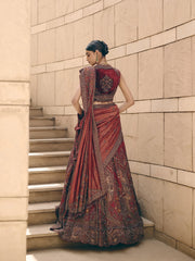 Cassian Aari Crimson Lehenga