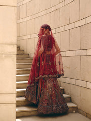Cassian Aari Crimson Lehenga