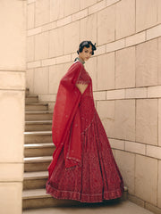 Gemma Red Net Lehenga Set