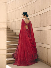 Gemma Red Net Lehenga Set