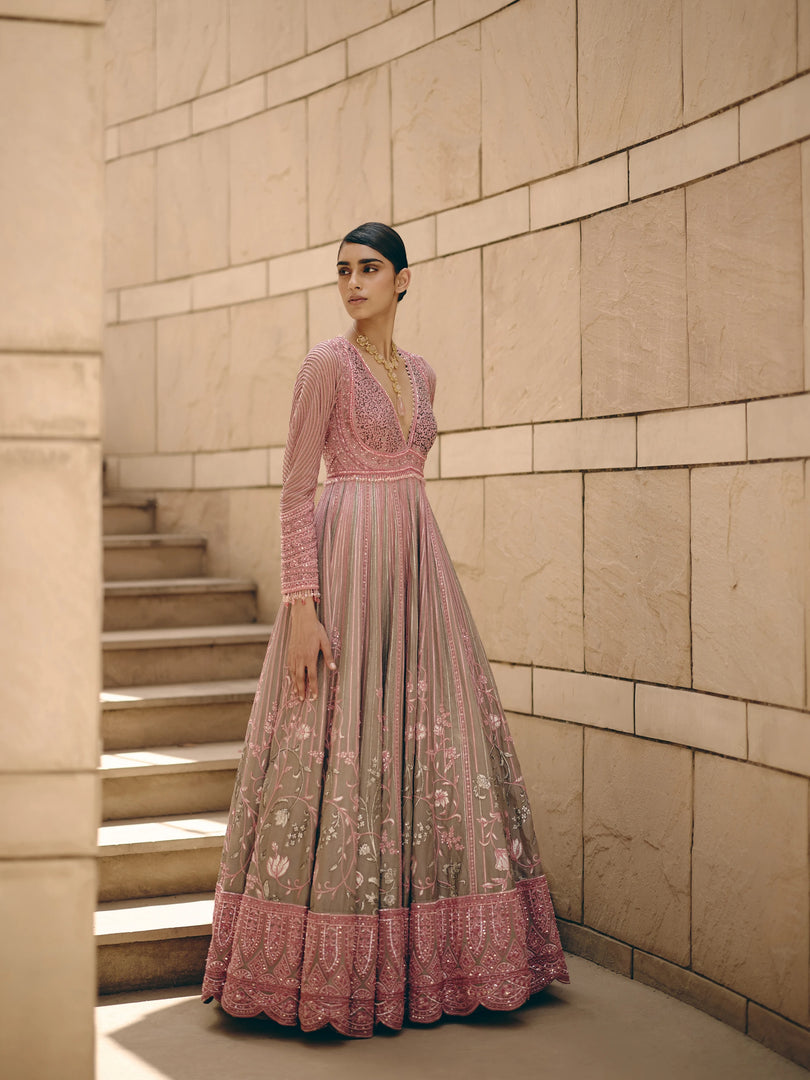 Mirea Flared Pink Anarkali