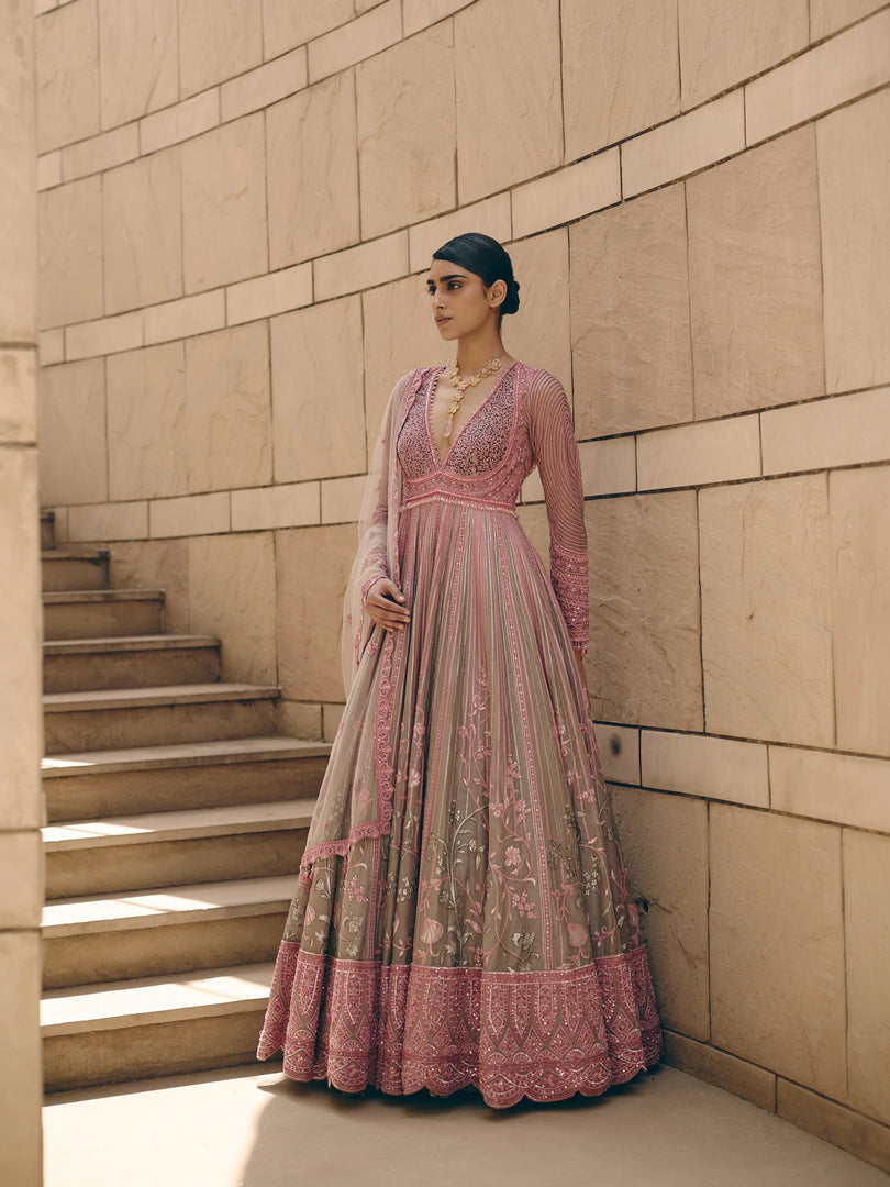 Mirea Flared Pink Anarkali