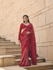 Noemi Resham Red Saree