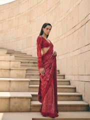 Noemi Resham Red Saree
