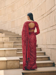 Noemi Resham Red Saree