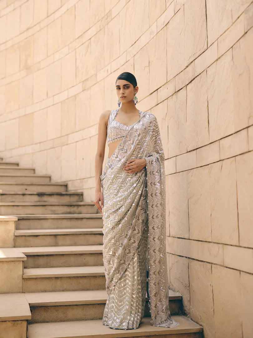 Mercure Silver Saree