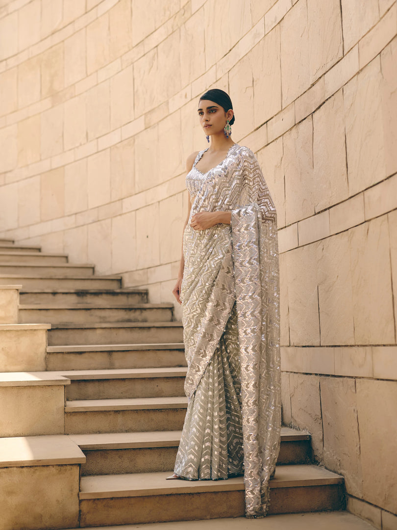 Mercure Silver Saree