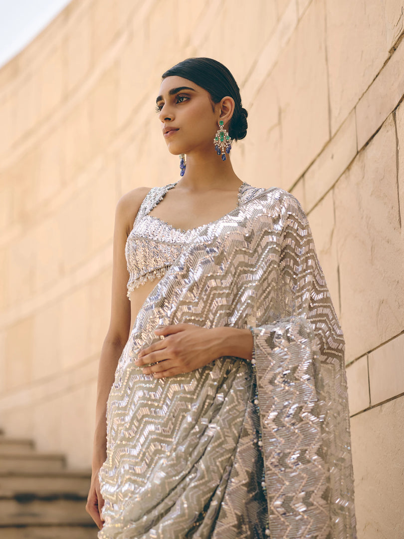 Mercure Silver Saree