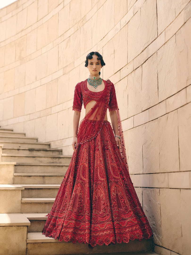 Siren Maroon Lehenga Set