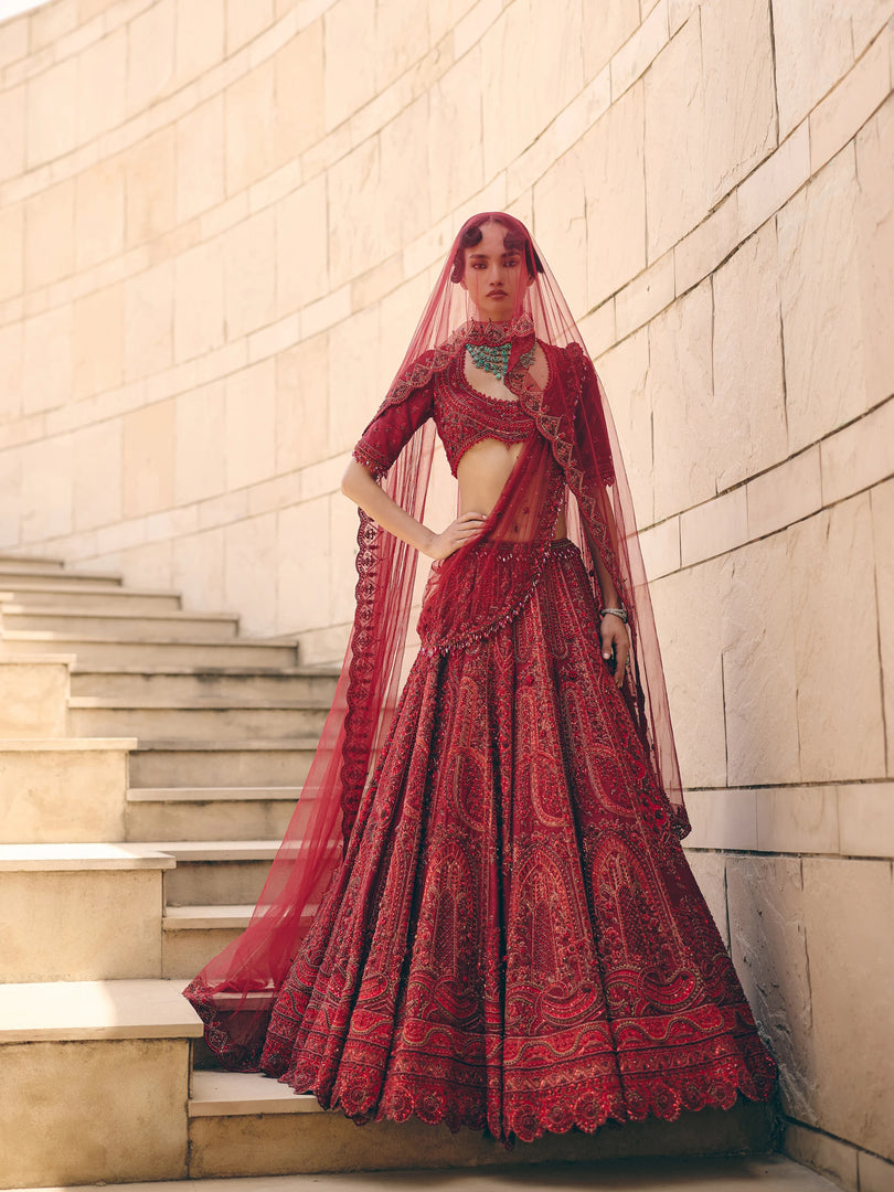 Siren Maroon Lehenga Set