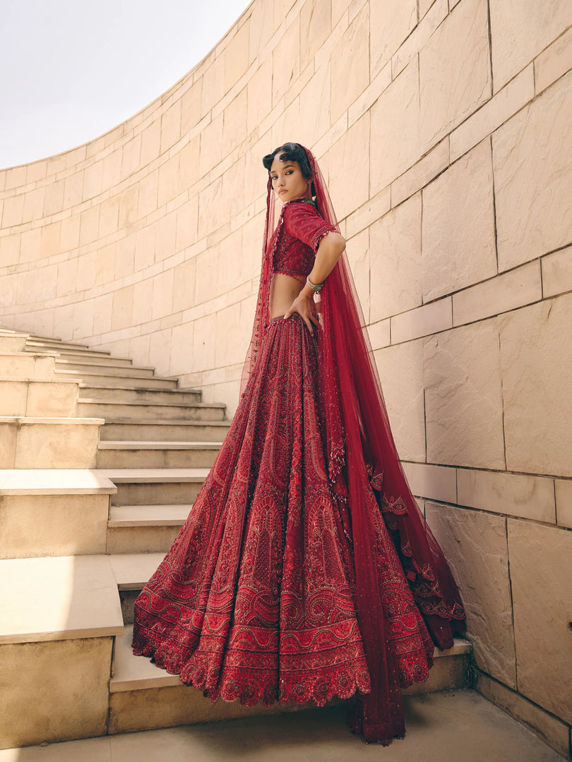 Siren Maroon Lehenga Set