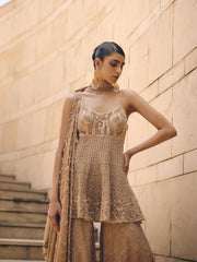 Melora Peach Sharara Set